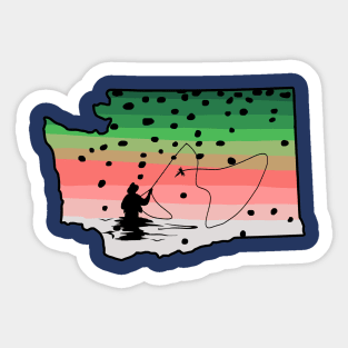 Rainbow Trout Fly Fish Washington State Map Fly Fishing Fisherman Gifts Sticker